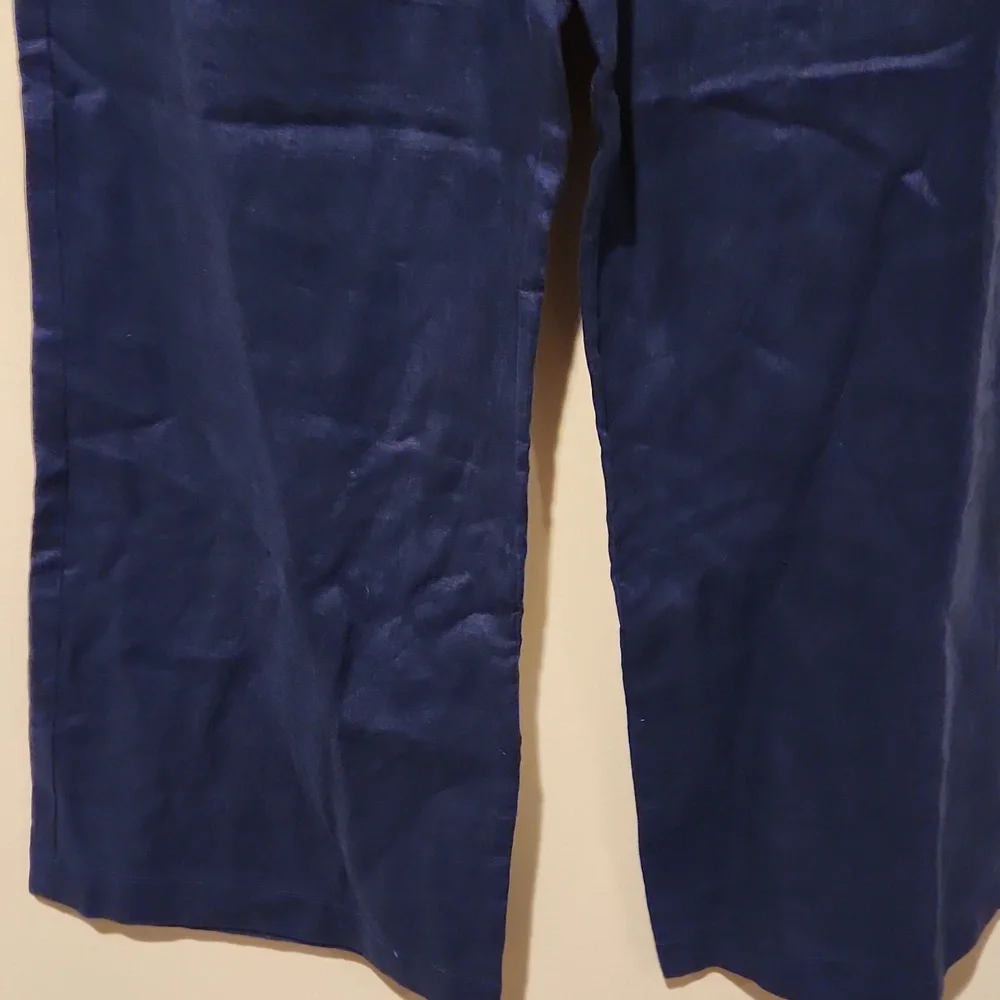 ❤️ REFORMATION HIGH RISE WIDE LEG CROPPPED CULOTTE LINEN PANTS, BLUE, 2 (26)